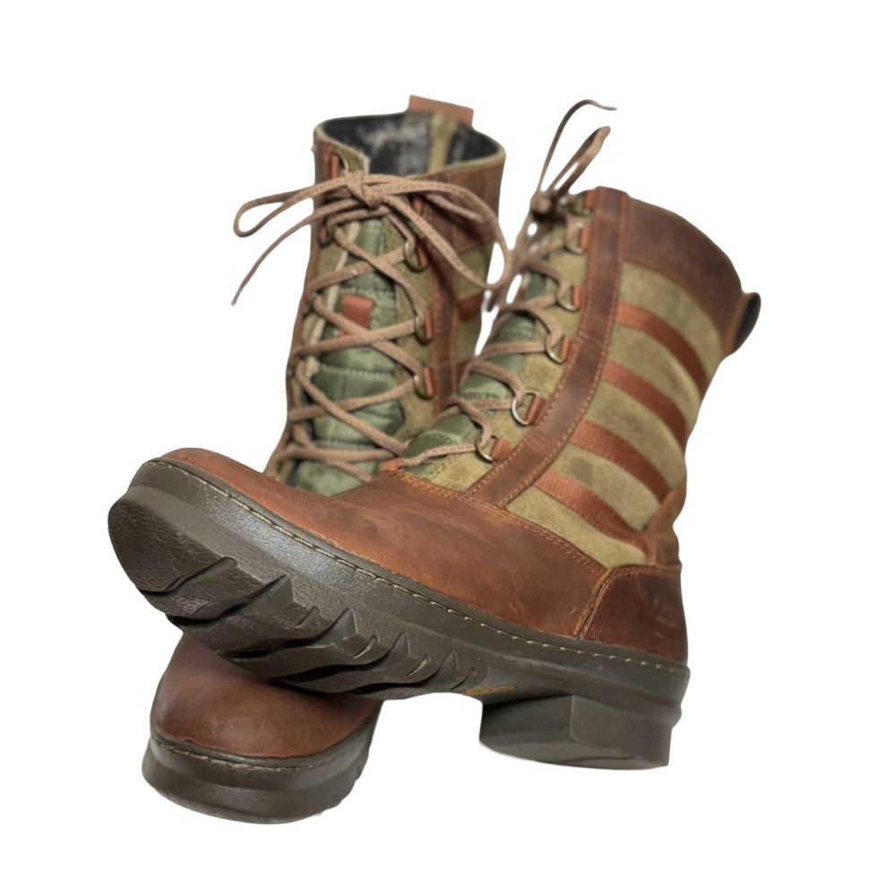 Keen Leather & Suede Two-Toned Brown & Green Lace-Up Snow & Rain Boots, Size 8 - Picture 9 of 16